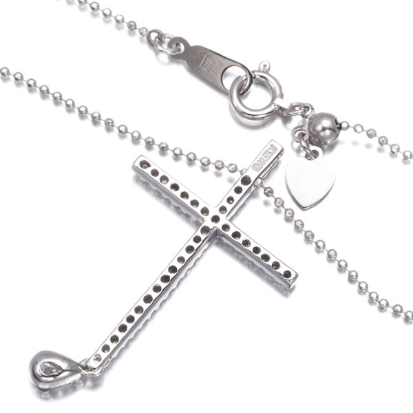  ダイヤ 0.40ct クロス ペアシェイプカット  ネックレス K18WG 