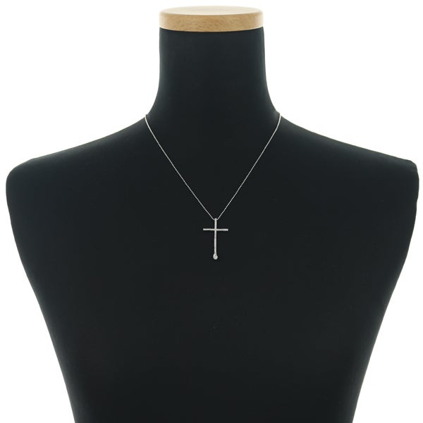  ダイヤ 0.40ct クロス ペアシェイプカット  ネックレス K18WG 
