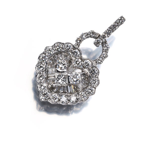  ダイヤ 0.75ct ハート プリンセス テーパー 3種カット  ペンダントトップ K18WG 