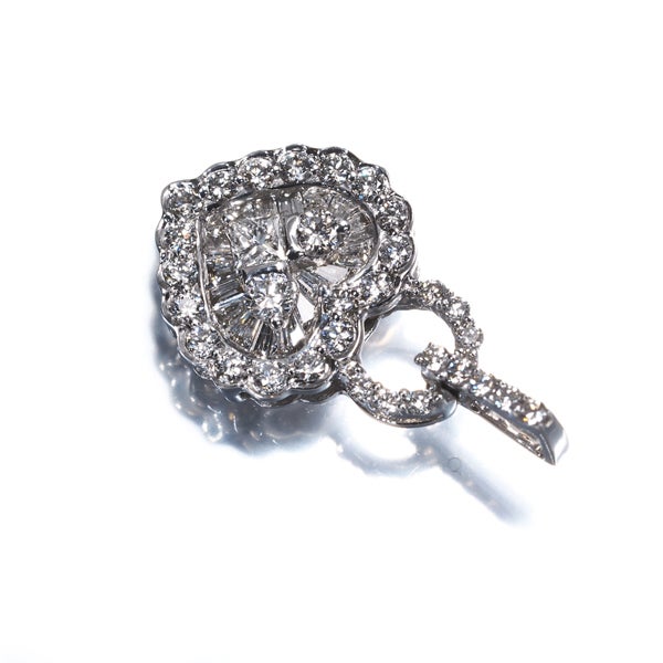  ダイヤ 0.75ct ハート プリンセス テーパー 3種カット  ペンダントトップ K18WG 
