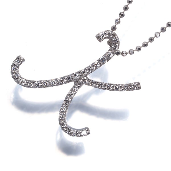 ギンザタナカ ネックレス  ダイヤ 0.19ct  イニシャル アルファベット K K18WG 