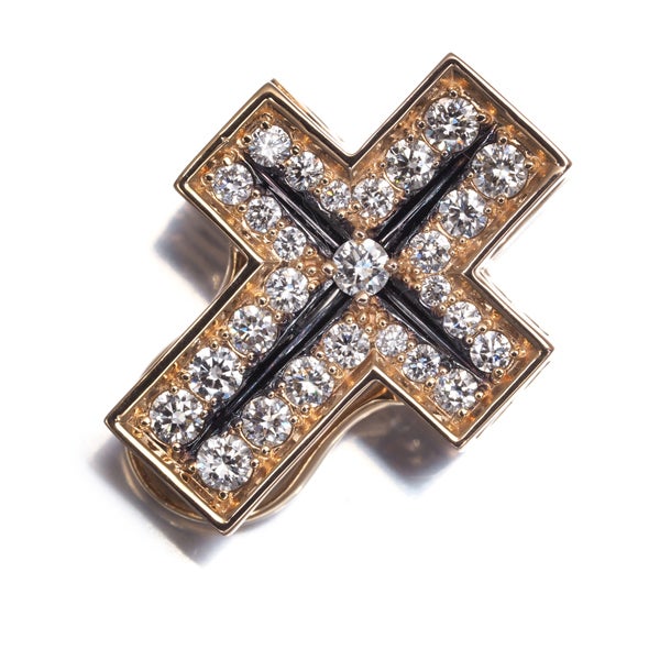 ゆきざき ペンダントトップ  ダイヤ 0.61ct ダブルトップ クロス K18PG 鑑別書