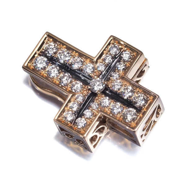 ゆきざき ペンダントトップ  ダイヤ 0.61ct ダブルトップ クロス K18PG 鑑別書