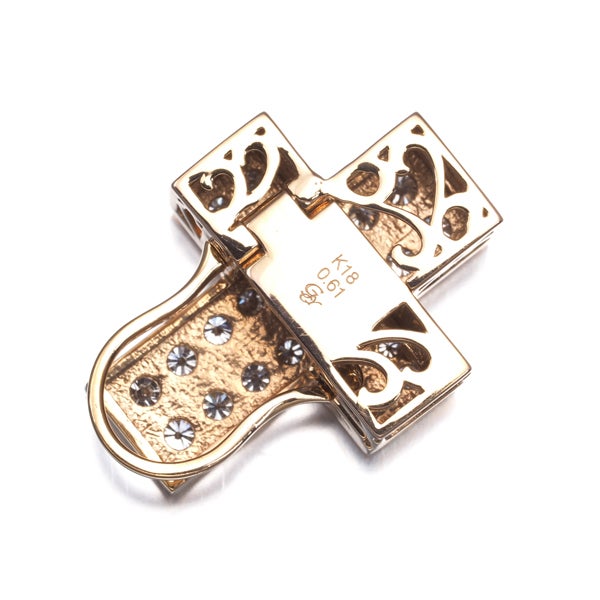 ゆきざき ペンダントトップ  ダイヤ 0.61ct ダブルトップ クロス K18PG 鑑別書