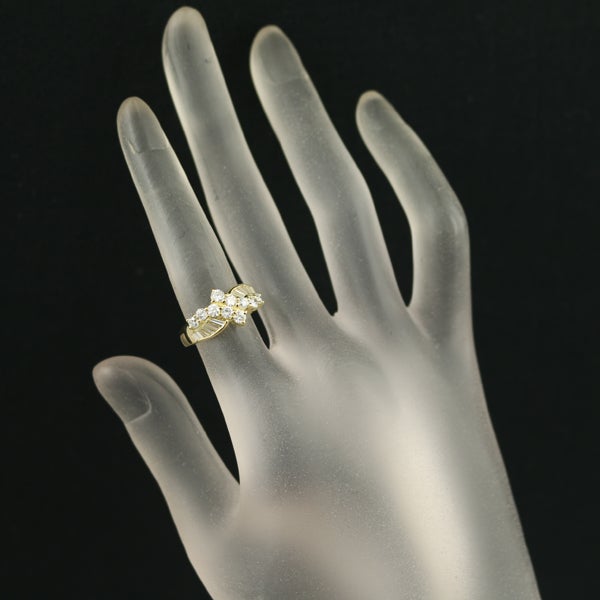 ダイヤ 1.04ct テーパー 2種カット ウェーブ リング K18YG 