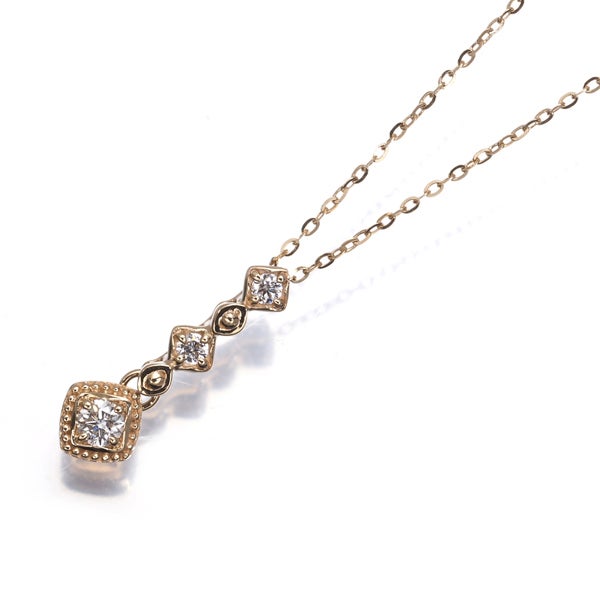 フェスタリア ネックレス ダイヤ 0.07ct ミルグレイン K10YG 