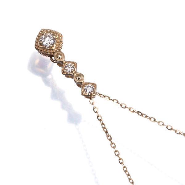 フェスタリア ネックレス ダイヤ 0.07ct ミルグレイン K10YG 