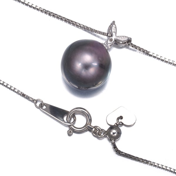 ブラック 黒蝶真珠 10.1mm ダイヤ 0.08ct   ネックレス Pt900/Pt850 