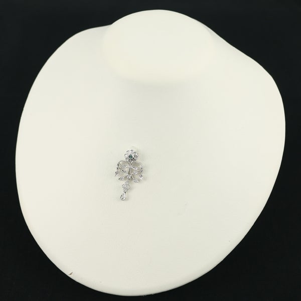  アレキサンドライト ダイヤ 0.34ct フラワー ミルグレイン  ペンダントトップ K18WG 
