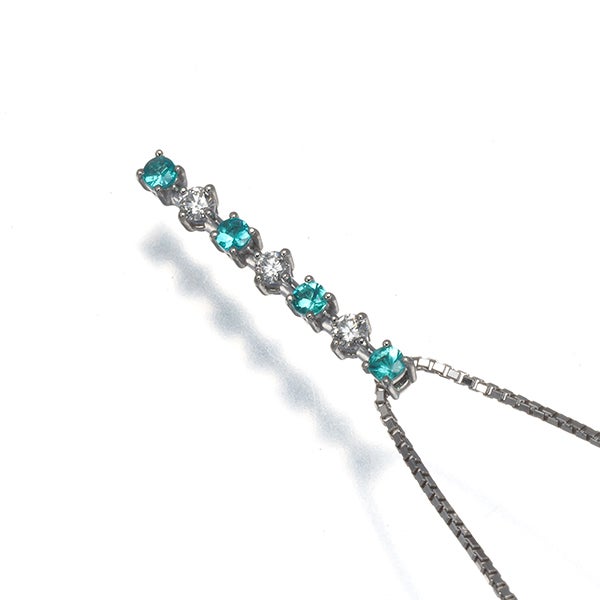 タサキ ネックレス  パライバトルマリン ダイヤ 0.12ct  バー Pt900/Pt850 ソーティング