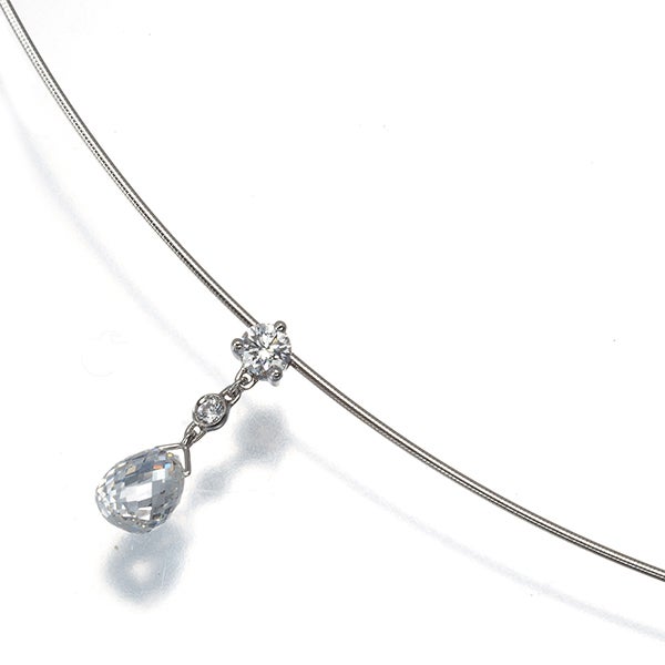 ギメル ネックレス  ダイヤ 0.571ct/0.078ct  ブリオレットカット オメガ Pt950 