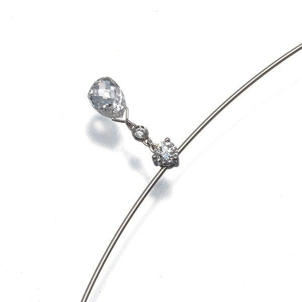 ギメル ネックレス  ダイヤ 0.571ct/0.078ct  ブリオレットカット オメガ Pt950 