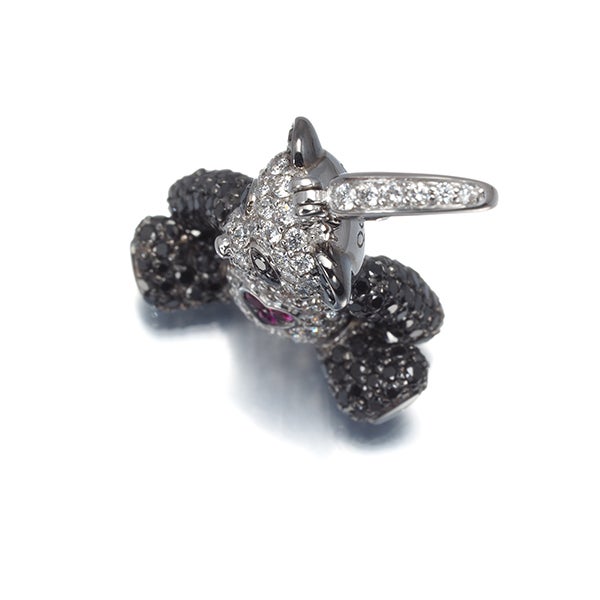 キーリン ペンダントトップ  ダイヤ 1.49ct ルビー ボボ パンダ K18WG/ブラックコーティング 