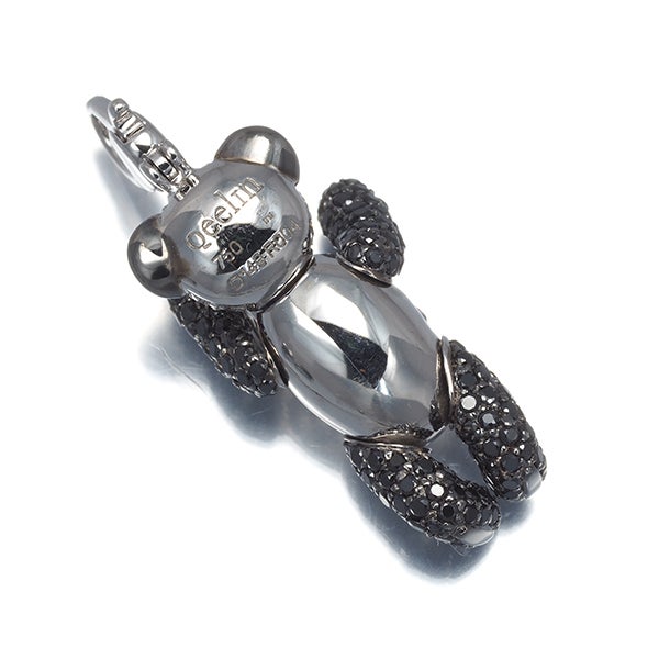キーリン ペンダントトップ  ダイヤ 1.49ct ルビー ボボ パンダ K18WG/ブラックコーティング 