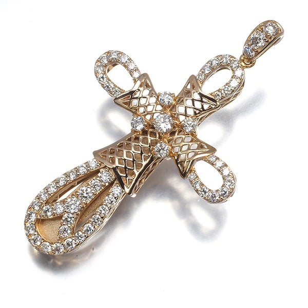ゆきざき ペンダントトップ  ダイヤ 1.00ct ヨビコ クロス ホイッスル K18PG 