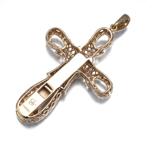 ゆきざき ペンダントトップ  ダイヤ 1.00ct ヨビコ クロス ホイッスル K18PG 