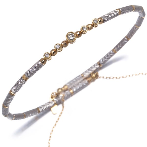  ダイヤ 0.096ct/0.16ct コンビカラー フリーサイズ  ブレスレット K18YG/WG/ワイヤー 