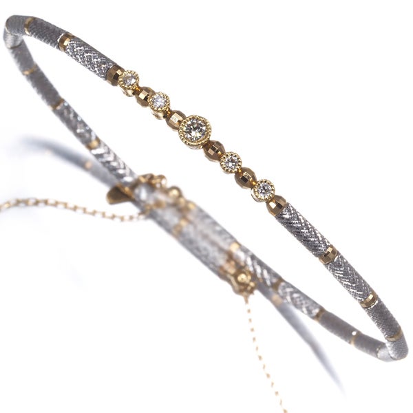  ダイヤ 0.096ct/0.16ct コンビカラー フリーサイズ  ブレスレット K18YG/WG/ワイヤー 
