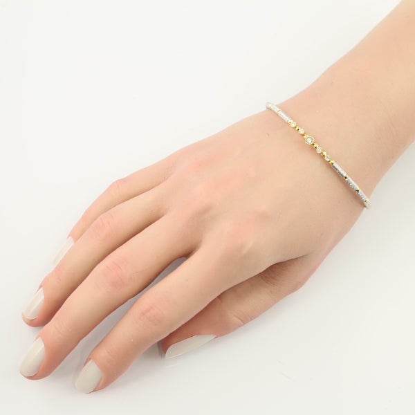  ダイヤ 0.096ct/0.16ct コンビカラー フリーサイズ  ブレスレット K18YG/WG/ワイヤー 