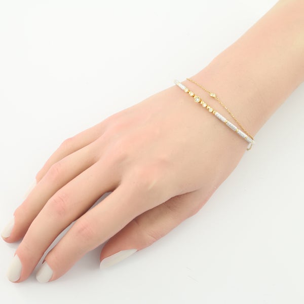 ダイヤ 0.096ct/0.16ct コンビカラー フリーサイズ  ブレスレット K18YG/WG/ワイヤー 