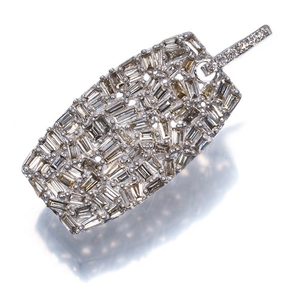 ブラウン ダイヤ 0.80ct テーパーカット  ペンダントトップ K18WG 