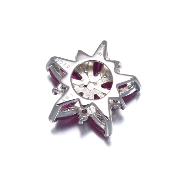  ルビー 1.41ct  ダイヤ 0.10ct フラワー  ペンダントトップ K18WG 