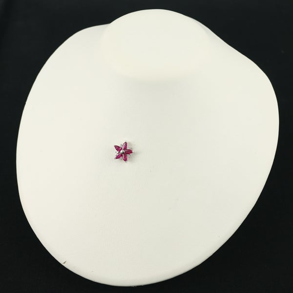 ルビー 1.41ct  ダイヤ 0.10ct フラワー  ペンダントトップ K18WG 