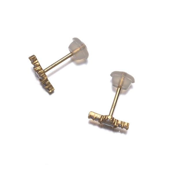 ローズカット ダイヤ 0.10ct/0.10ct 3種カット クロス  ピアス K18YG 