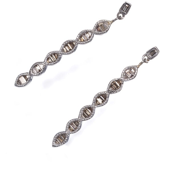 ダイヤ 0.10ct/0.10ct ミルグレイン バゲットカット  ピアス K18WG 