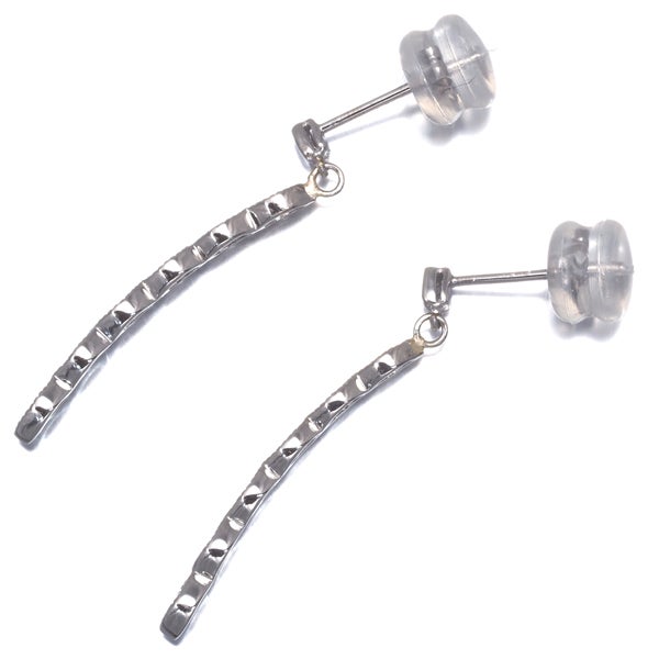  ダイヤ 0.10ct/0.10ct ミルグレイン バゲットカット  ピアス K18WG 