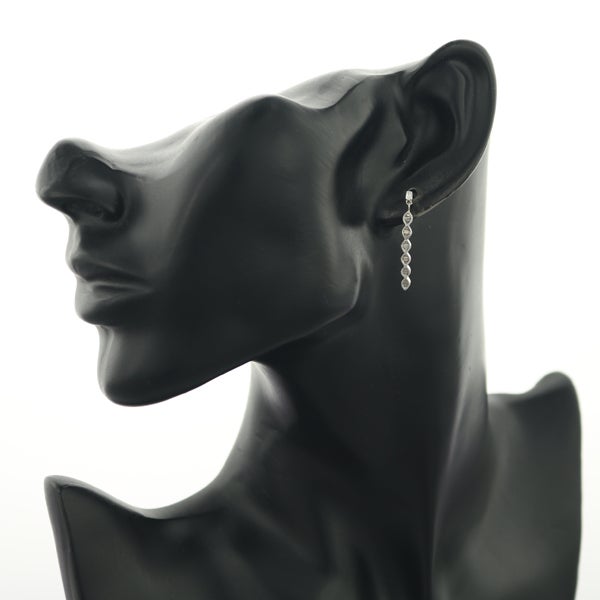  ダイヤ 0.10ct/0.10ct ミルグレイン バゲットカット  ピアス K18WG 
