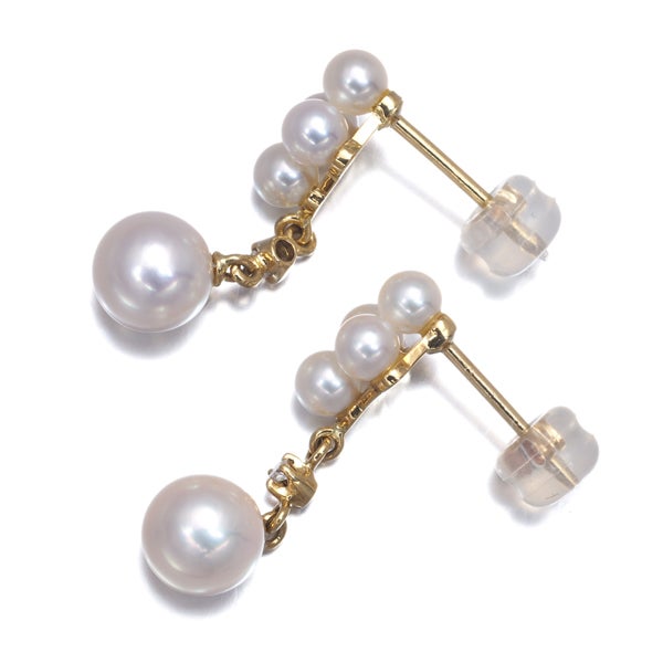 ミキモト ピアス  アコヤ真珠 3.5-6.5mm  ダイヤ   K18YG 