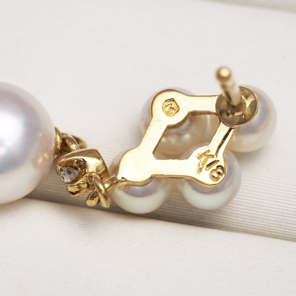 ミキモト ピアス  アコヤ真珠 3.5-6.5mm  ダイヤ   K18YG 