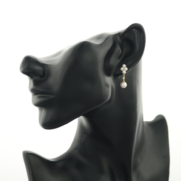 ミキモト ピアス  アコヤ真珠 3.5-6.5mm  ダイヤ   K18YG 