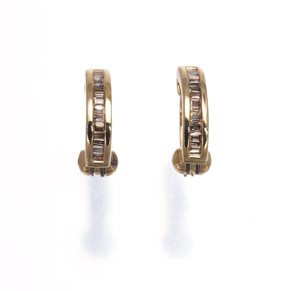 GSTV イヤリング ブラウンダイヤ 0.22ct/0.22ct リバーシブル ピアリング フープ K18YG