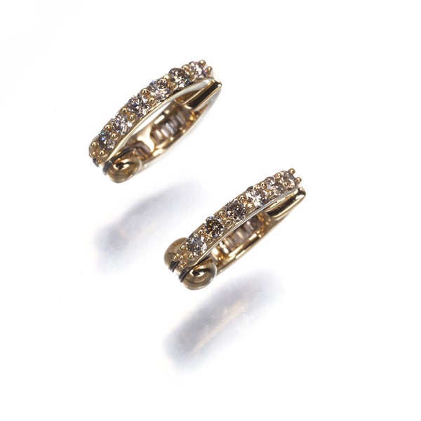 GSTV イヤリング ブラウンダイヤ 0.22ct/0.22ct リバーシブル ピアリング フープ K18YG