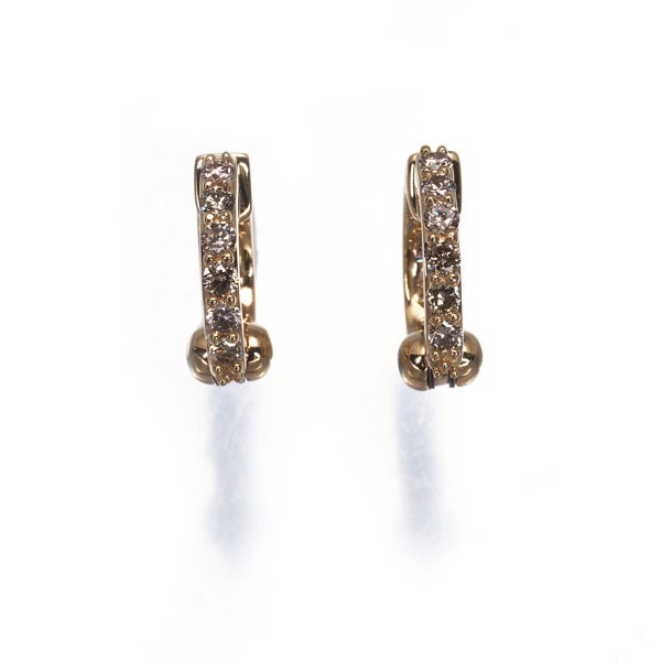 GSTV イヤリング ブラウンダイヤ 0.22ct/0.22ct リバーシブル ピアリング フープ K18YG