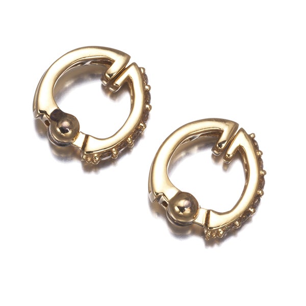 GSTV イヤリング ブラウンダイヤ 0.22ct/0.22ct リバーシブル ピアリング フープ K18YG