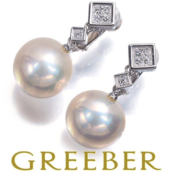 タサキ イヤリング  マベ真珠 12.7mm  ダイヤ 0.04ct/0.04ct   K18WG 