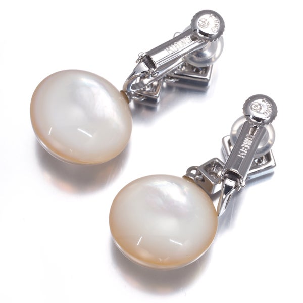 タサキ イヤリング  マベ真珠 12.7mm  ダイヤ 0.04ct/0.04ct   K18WG 