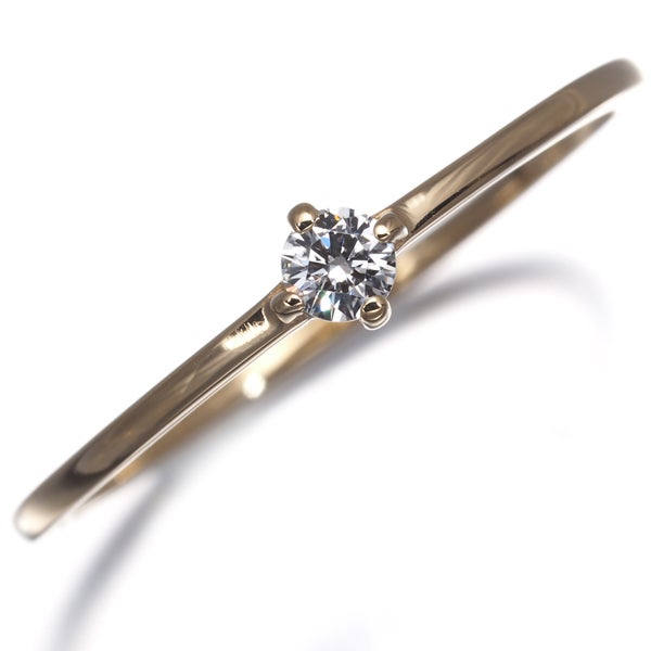 エテ リング  ダイヤ 0.06ct  一粒 9号 K18YG 