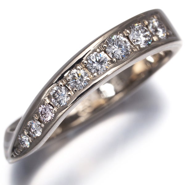 杢目金屋 リング  ピンク&クリア ダイヤ  艶消し 9.5号 K18WG/PG/シルバー 