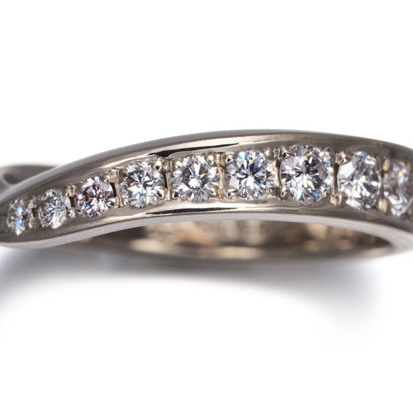 杢目金屋 リング  ピンク&クリア ダイヤ  艶消し 9.5号 K18WG/PG/シルバー 