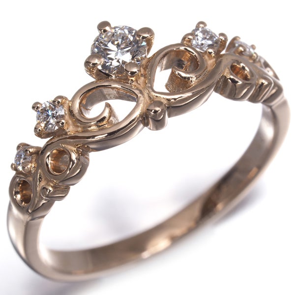 スノウ リング  ダイヤ 0.113ct F VVS1 3EX H&C 花冠 7号 K18PG 箱/鑑定書