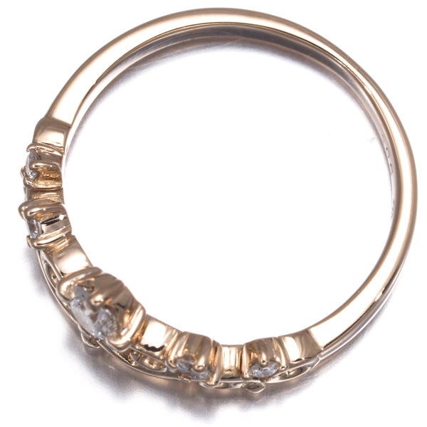 スノウ リング  ダイヤ 0.113ct F VVS1 3EX H&C 花冠 7号 K18PG 箱/鑑定書