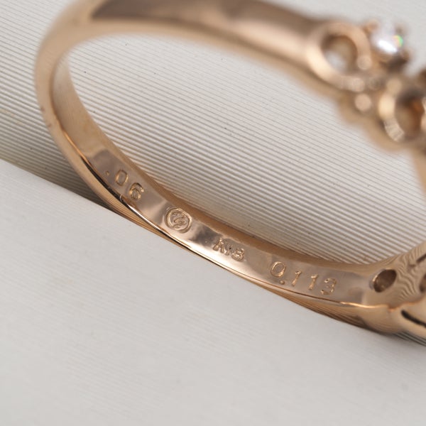 スノウ リング  ダイヤ 0.113ct F VVS1 3EX H&C 花冠 7号 K18PG 箱/鑑定書