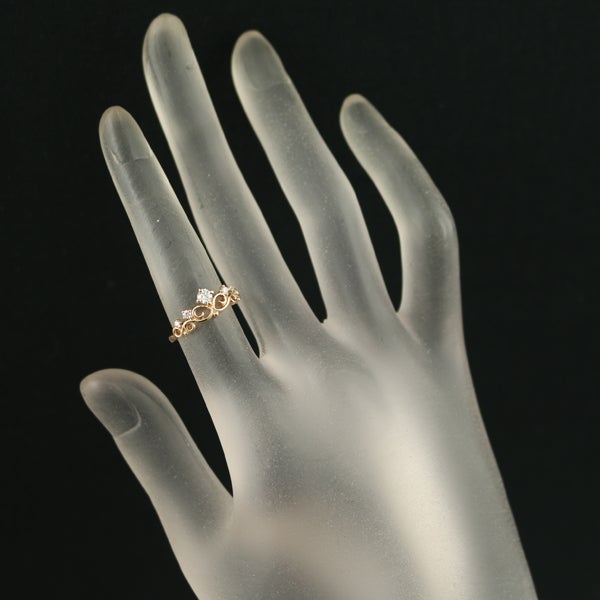 スノウ リング  ダイヤ 0.113ct F VVS1 3EX H&C 花冠 7号 K18PG 箱/鑑定書