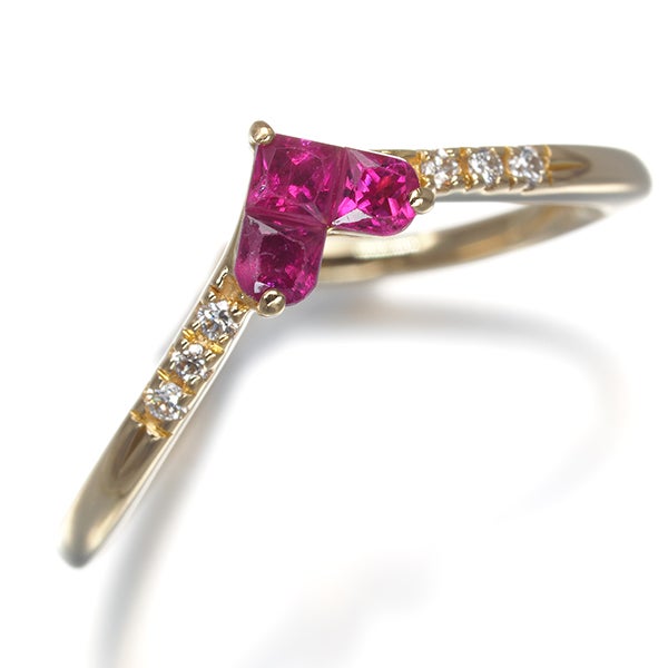 スタージュエリー リング  ルビー 0.15ct  ダイヤ 0.02ct ミステリアスハート 6号 K18YG 