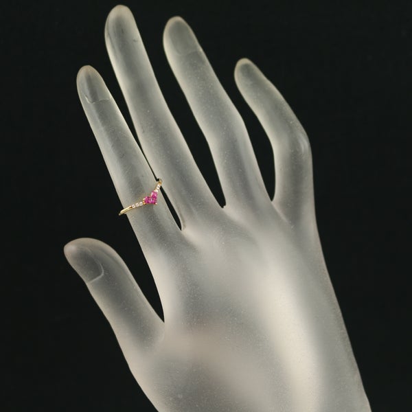 スタージュエリー リング  ルビー 0.15ct  ダイヤ 0.02ct ミステリアスハート 6号 K18YG 