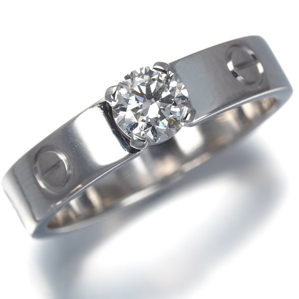 カルティエ リング  ダイヤ 0.36ct VVS1 ミニラブ ソリテール 50号 K18WG 保証書/鑑定書